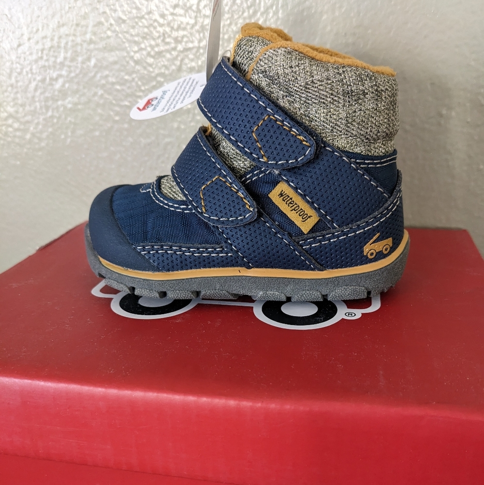 See Kai Run Navy and Tan Waterproof Baby Walker Boot